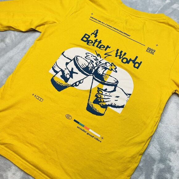 Dutch Bros Better World Tee T-Shirt Size M Gold Mustard Long Sleeve Employee - Picture 1 of 6